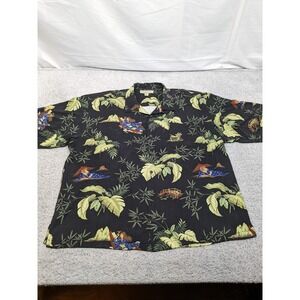 Tommy‎ Bahama 100% Silk Hawaiian Shirt South Pacific Asian Tropical Retro XXL